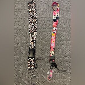Minnie Mouse Pink and Leopard Print Lanyards